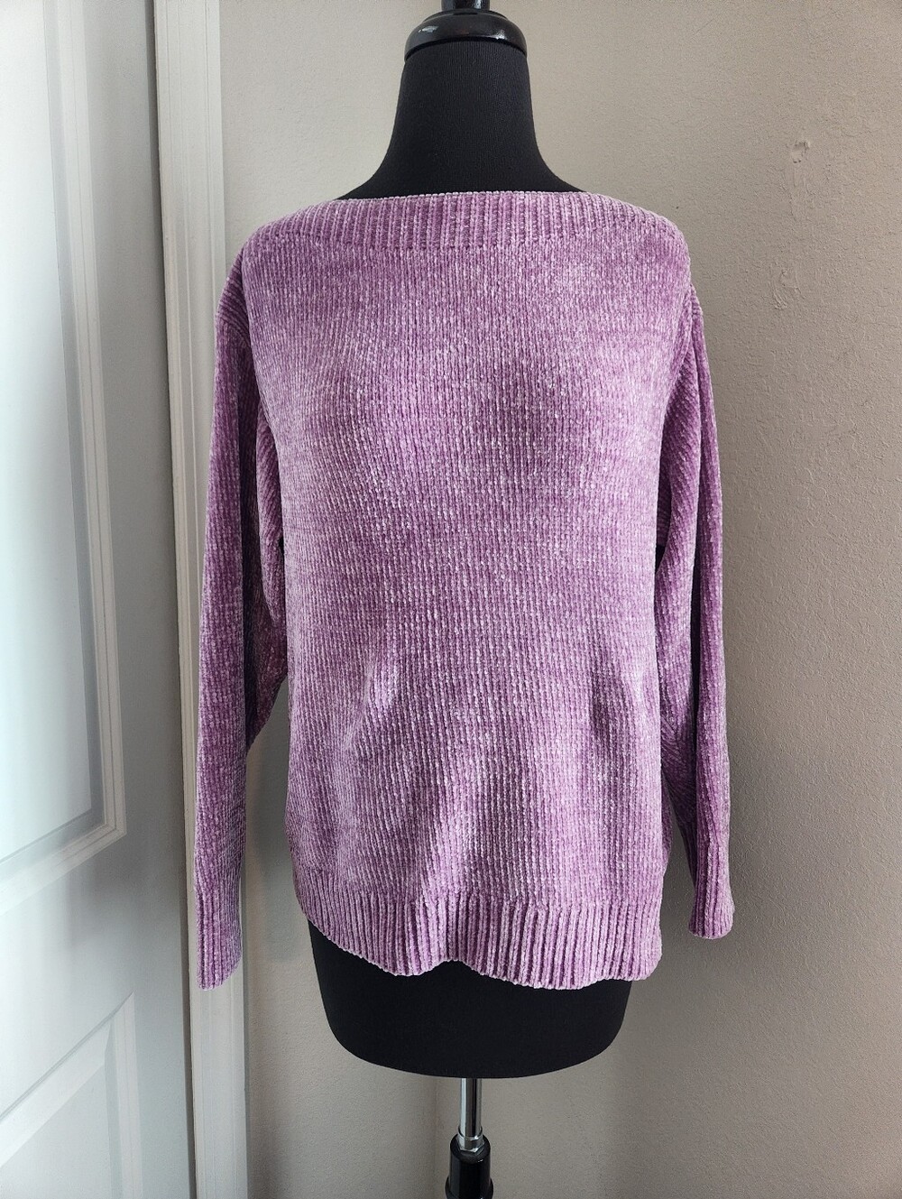 Tommy Bahama Lavender Off-the-Shoulder Chenille Sweater
